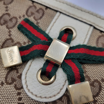 【中古品】【メンズ/レディース】 GUCCI グッチ 211978 SHELLEYLINE GGCANVAS SHOULDER BAG シェリーライン GGキャンバス ショルダー バッグ カバン 180-260630-kh-05-izu カラー：ベージュ×アイボリー 万代Net店