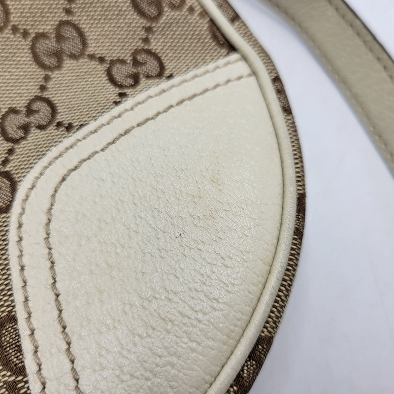 【中古品】【メンズ/レディース】 GUCCI グッチ 211978 SHELLEYLINE GGCANVAS SHOULDER BAG シェリーライン GGキャンバス ショルダー バッグ カバン 180-260630-kh-05-izu カラー：ベージュ×アイボリー 万代Net店