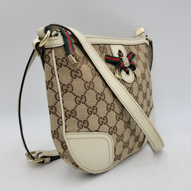 【中古品】【メンズ/レディース】 GUCCI グッチ 211978 SHELLEYLINE GGCANVAS SHOULDER BAG シェリーライン GGキャンバス ショルダー バッグ カバン 180-260630-kh-05-izu カラー：ベージュ×アイボリー 万代Net店