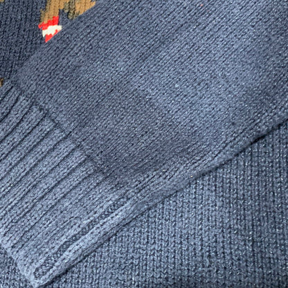 【中古品】【メンズ】 POLO RALPH LAUREN ポロ・ラルフローレン BEAR COTTON KNIT SHIRT ベア コットン ニット 長袖 147-260629-as-10-izu サイズ：XL カラー：ネイビー 万代Net店
