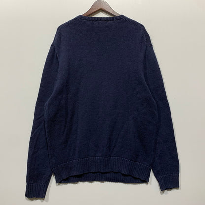 【中古品】【メンズ】 POLO RALPH LAUREN ポロ・ラルフローレン BEAR COTTON KNIT SHIRT ベア コットン ニット 長袖 147-260629-as-10-izu サイズ：XL カラー：ネイビー 万代Net店