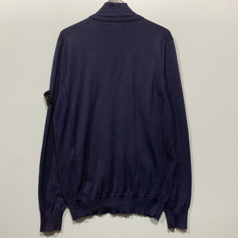 【中古品】【メンズ】 STONE ISLAND ストーンアイランド STELLINA KNIT ZIP CARDIGAN 6915536C4 ステリーナ ニット ジップ カーディガン 141-260629-as-13-izu サイズ：L カラー：ネイビー 万代Net店