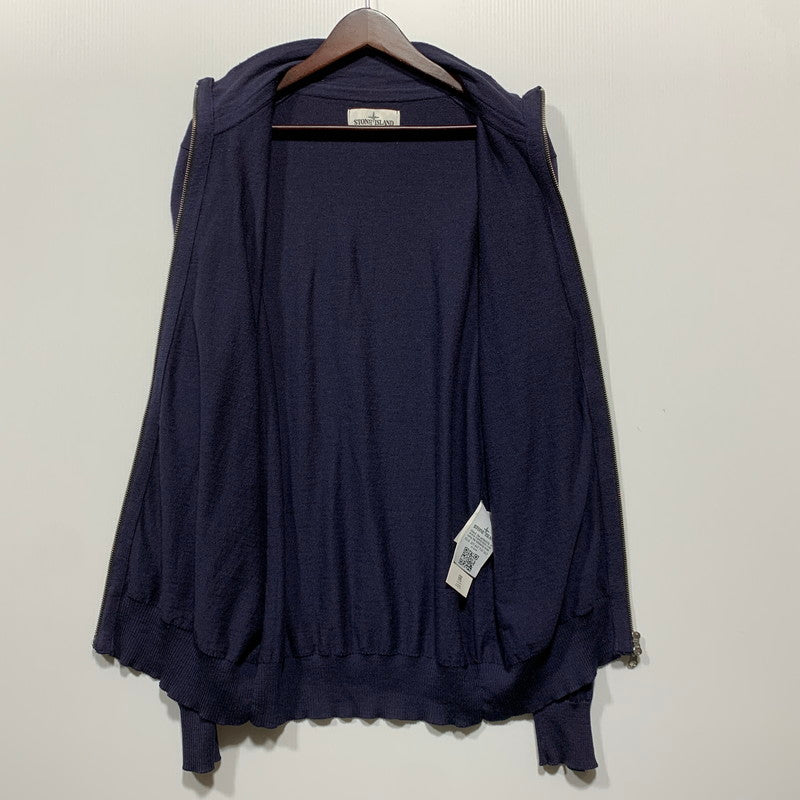 【中古品】【メンズ】 STONE ISLAND ストーンアイランド STELLINA KNIT ZIP CARDIGAN 6915536C4 ステリーナ ニット ジップ カーディガン 141-260629-as-13-izu サイズ：L カラー：ネイビー 万代Net店