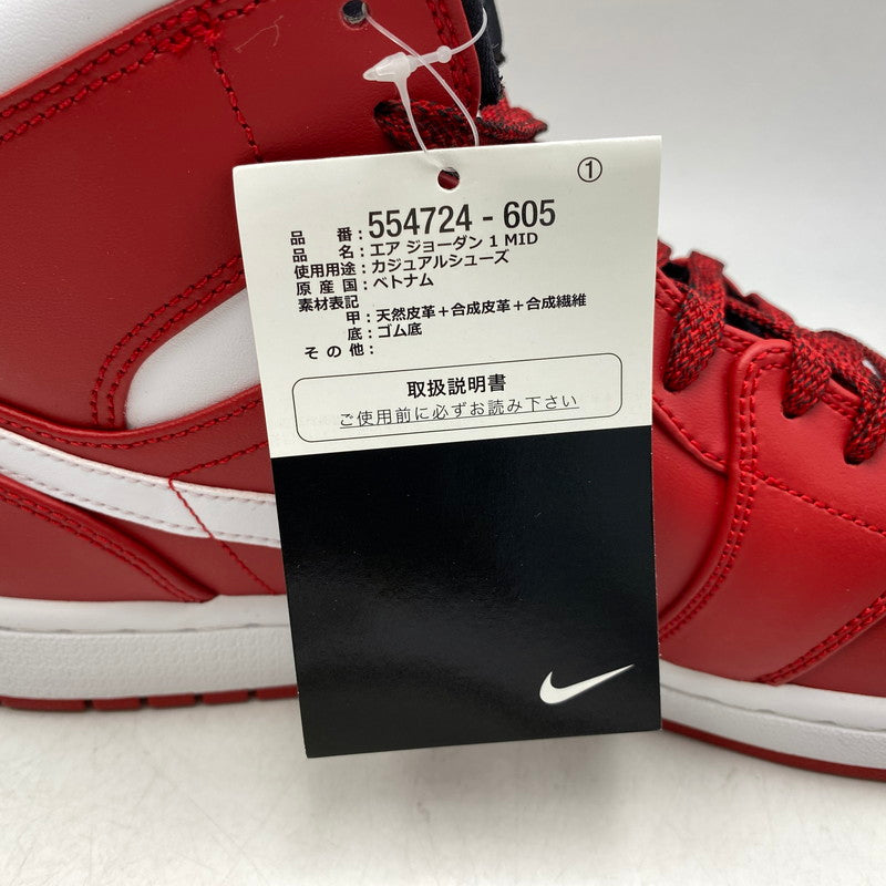 【中古美品】【メンズ】 NIKE ナイキ 554724-605 AIR JORDAN 1 MID エア ジョーダン ワン ミッド スニーカー シューズ 靴 160-260629-cs-04-izu サイズ：29cm カラー：GYM RED/WHITE-BLACK 万代Net店