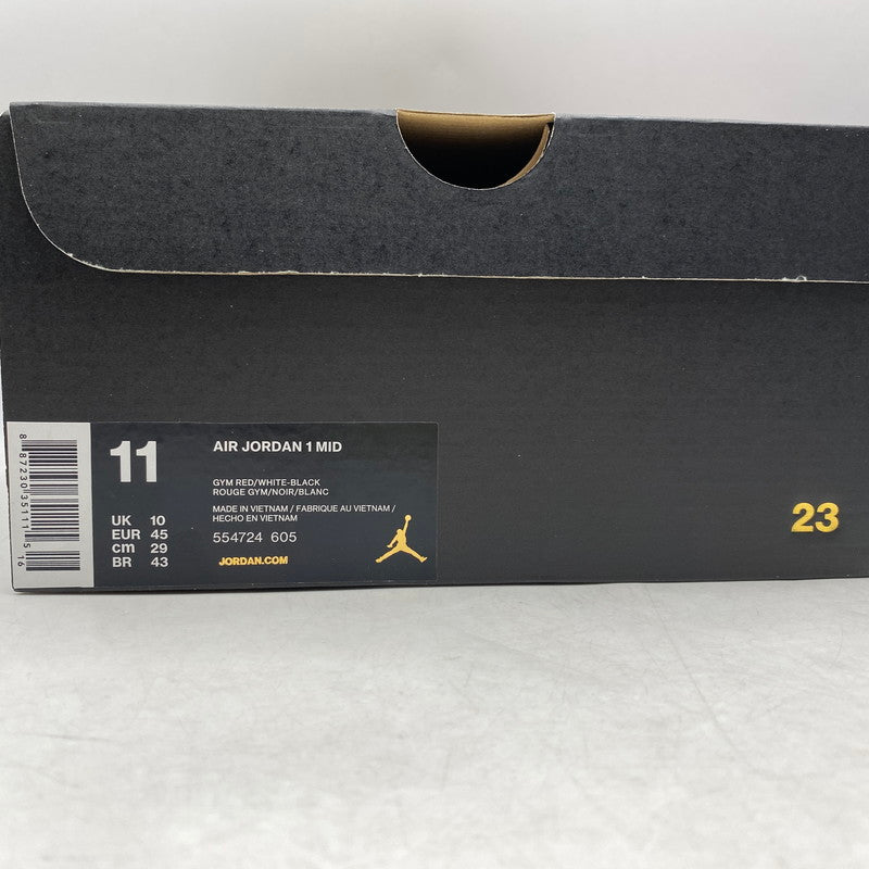 【中古美品】【メンズ】 NIKE ナイキ 554724-605 AIR JORDAN 1 MID エア ジョーダン ワン ミッド スニーカー シューズ 靴 160-260629-cs-04-izu サイズ：29cm カラー：GYM RED/WHITE-BLACK 万代Net店