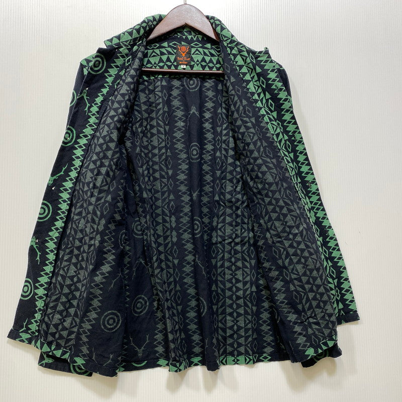 【中古品】【メンズ】 SOUTH2 WEST8 サウスツーウェストエイト × BEAMS BOY ビームスボーイ HM951 SCULL&TARGET WORK LS SHIRT ワーク ロングスリーブ シャツ トップス 140-260704-kh-19-izu サイズ：2 カラー：グリーン×ブラック 万代Net店