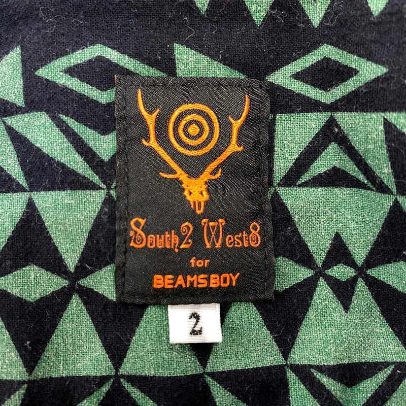 【中古品】【メンズ】 SOUTH2 WEST8 サウスツーウェストエイト × BEAMS BOY ビームスボーイ HM951 SCULL&TARGET WORK LS SHIRT ワーク ロングスリーブ シャツ トップス 140-260704-kh-19-izu サイズ：2 カラー：グリーン×ブラック 万代Net店