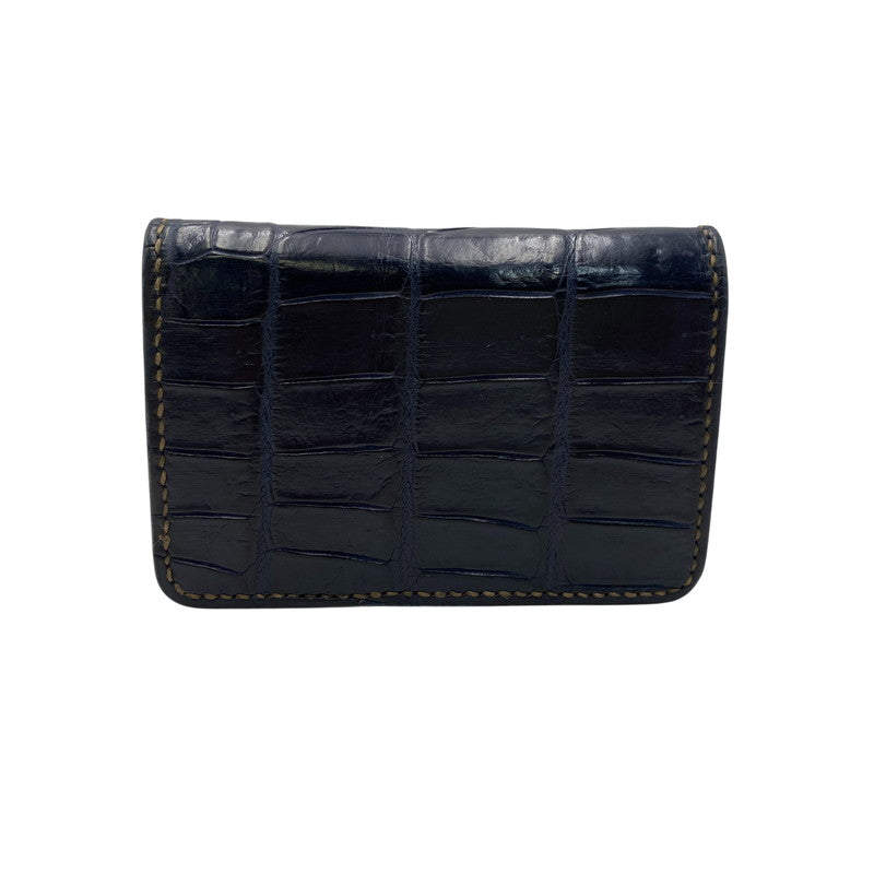 【中古品】【メンズ/レディース】 THE FLAT HEAD ザフラットヘッド CROCODILE 二つ折りカードケース 財布 200-260701-kh-12-izu カラー：ネイビー 万代Net店