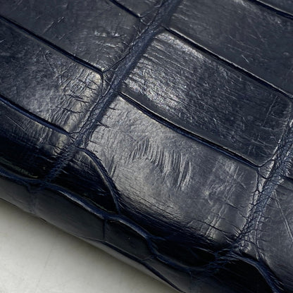 【中古品】【メンズ/レディース】 THE FLAT HEAD ザフラットヘッド CROCODILE 二つ折りカードケース 財布 200-260701-kh-12-izu カラー：ネイビー 万代Net店