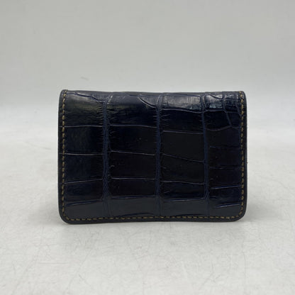 【中古品】【メンズ/レディース】 THE FLAT HEAD ザフラットヘッド CROCODILE 二つ折りカードケース 財布 200-260701-kh-12-izu カラー：ネイビー 万代Net店