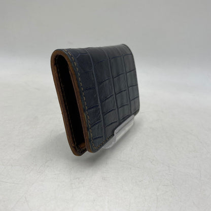 【中古品】【メンズ/レディース】 THE FLAT HEAD ザフラットヘッド CROCODILE 二つ折りカードケース 財布 200-260701-kh-12-izu カラー：ネイビー 万代Net店