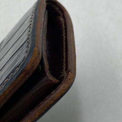 【中古品】【メンズ/レディース】 THE FLAT HEAD ザフラットヘッド CROCODILE 二つ折りカードケース 財布 200-260701-kh-12-izu カラー：ネイビー 万代Net店
