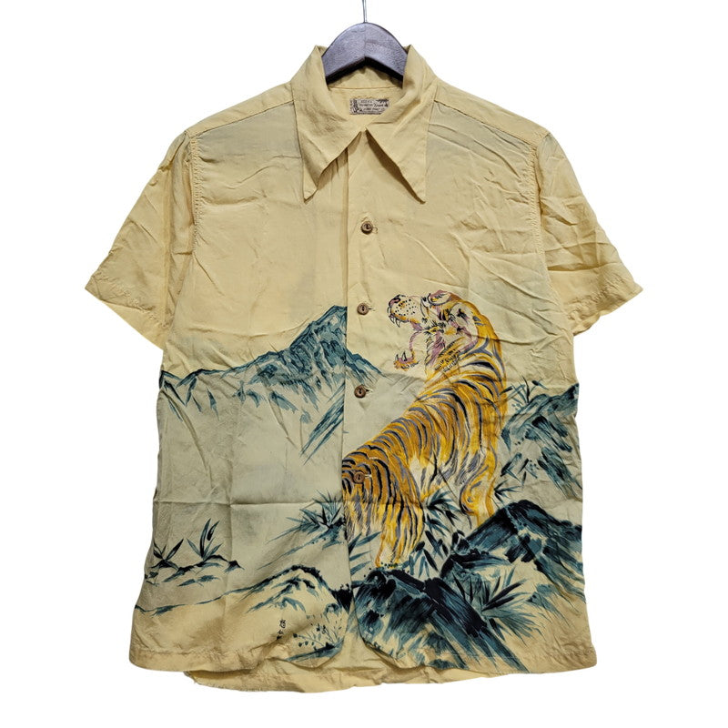 【現状渡し品】【メンズ】 DENIME-怒仁無- ドゥニーム TIGER SILK SS OPEN COLLAR SHIRT タイガー シルク ショートスリーブ オープン カラー シャツ トップス 半袖 145-260706-cs-14-izu サイズ：不明 カラー：イエロー 万代Net店