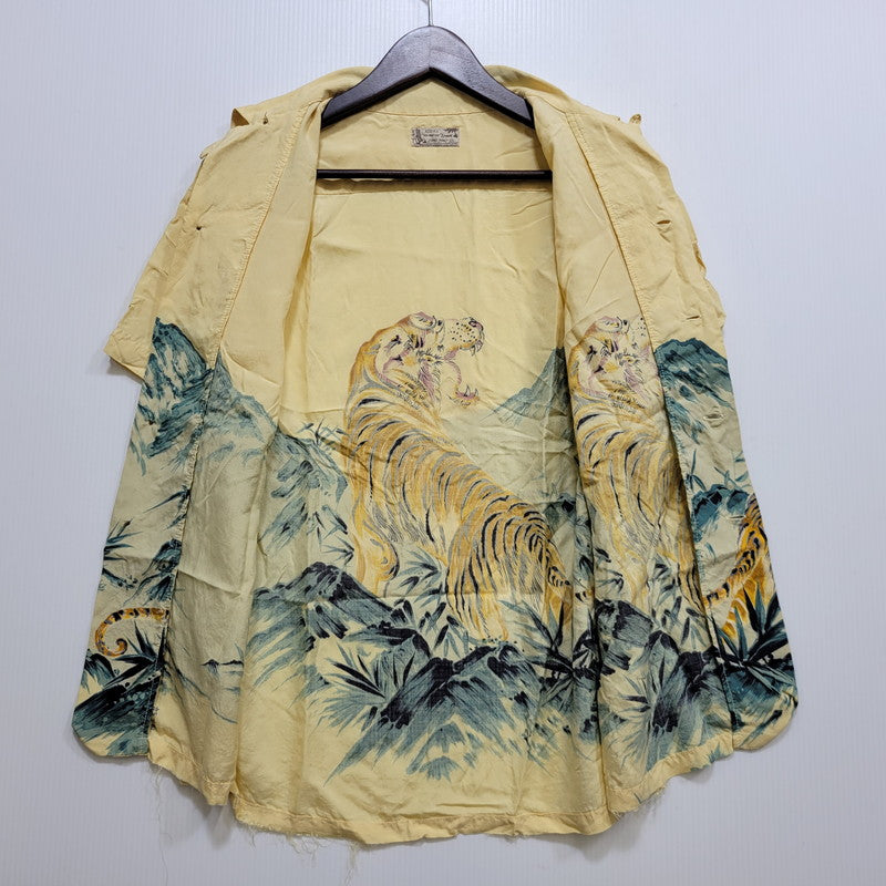 【現状渡し品】【メンズ】 DENIME-怒仁無- ドゥニーム TIGER SILK SS OPEN COLLAR SHIRT タイガー シルク ショートスリーブ オープン カラー シャツ トップス 半袖 145-260706-cs-14-izu サイズ：不明 カラー：イエロー 万代Net店