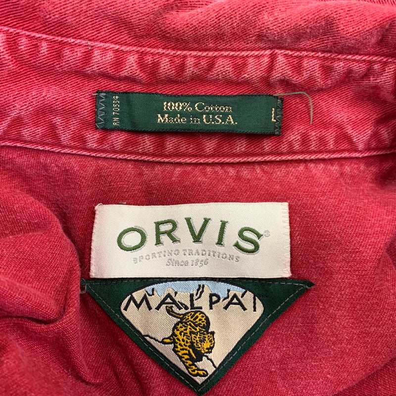 【中古品】【メンズ】 ORVIS オービス MALPAI USA製 HALF SNAP PULLOVER SHIRT マルパイ ハーフ スナップ プルオーバー シャツ トップス 146-260706-kh-01-izu サイズ：L カラー：レッド 万代Net店