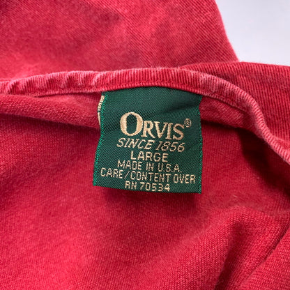 【中古品】【メンズ】 ORVIS オービス MALPAI USA製 HALF SNAP PULLOVER SHIRT マルパイ ハーフ スナップ プルオーバー シャツ トップス 146-260706-kh-01-izu サイズ：L カラー：レッド 万代Net店