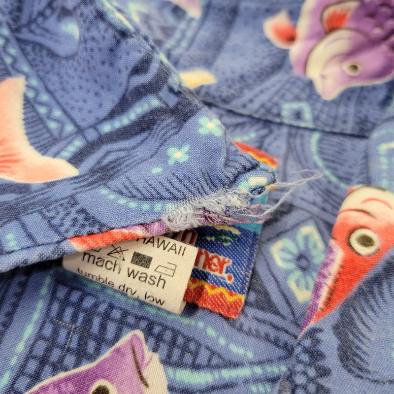【現状渡し品】【メンズ】 REYN SPOONER レインスプーナー JOE KEALOHA'S ジョーケアロハス ハワイ製 SS RAYON ALOHA SHIRT ショートスリーブ レーヨン アロハ シャツ トップス 半袖 146-260706-cs-16-izu サイズ：L カラー：ブルー 万代Net店