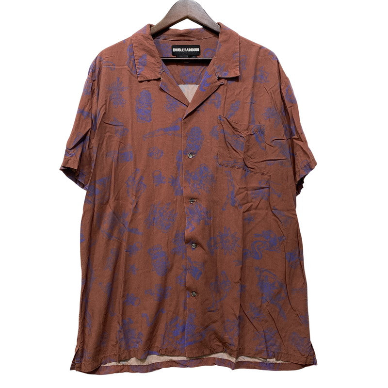 【中古品】【メンズ】 DOUBLE RAINBOUU ダブルレインボー × SUB-AGE サベージ 総柄 RAYON S S ALOHA SHIRT レーヨン ショートスリーブ アロハ シャツ トップス 半袖 142-260712-ya-16-izu サイズ：XL カラー：ブラウン 万代Net店