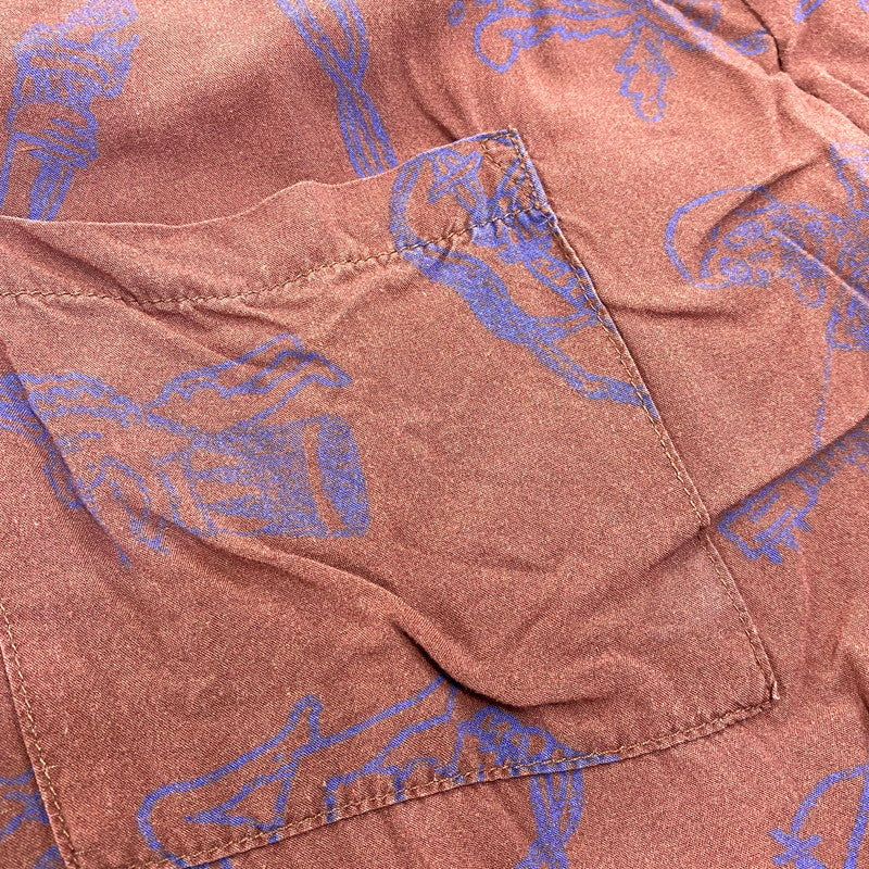 【中古品】【メンズ】 DOUBLE RAINBOUU ダブルレインボー × SUB-AGE サベージ 総柄 RAYON S S ALOHA SHIRT レーヨン ショートスリーブ アロハ シャツ トップス 半袖 142-260712-ya-16-izu サイズ：XL カラー：ブラウン 万代Net店