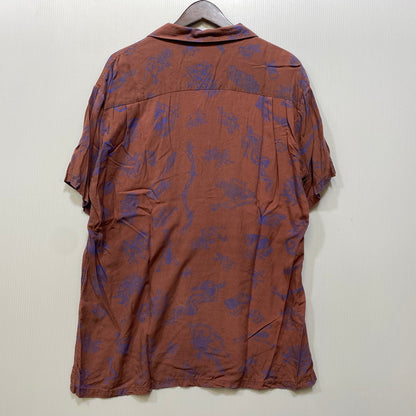 【中古品】【メンズ】 DOUBLE RAINBOUU ダブルレインボー × SUB-AGE サベージ 総柄 RAYON S S ALOHA SHIRT レーヨン ショートスリーブ アロハ シャツ トップス 半袖 142-260712-ya-16-izu サイズ：XL カラー：ブラウン 万代Net店