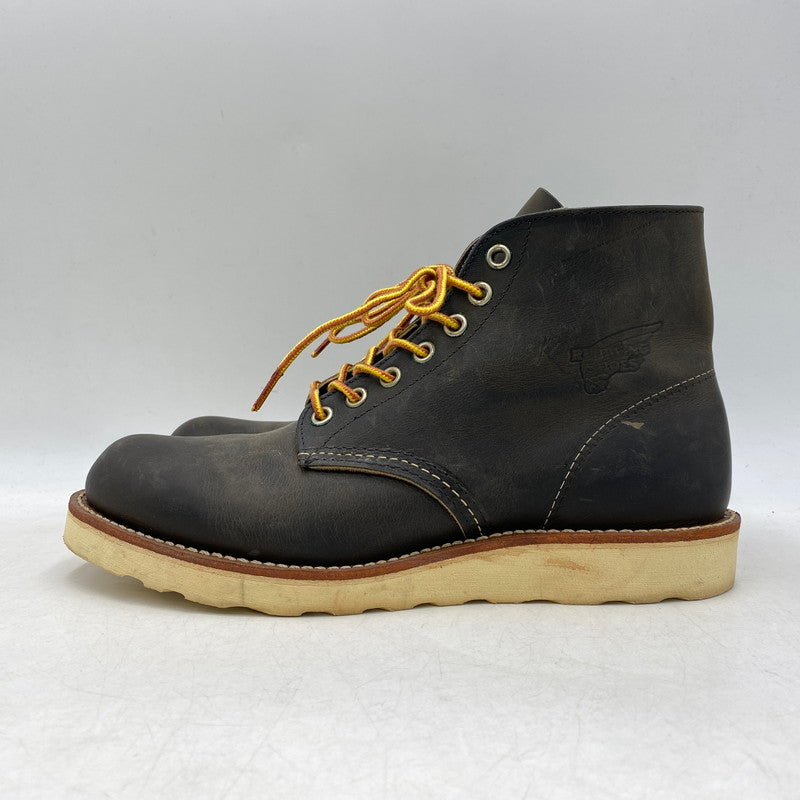 【中古品】【メンズ/レディース】 RED WING レッドウィング 8190 USA製 ROUNDE-TOE BOOTS ラウンドトゥ ブーツ 靴 164-260701-kh-09-izu サイズ：25 カラー：ブラック 万代Net店