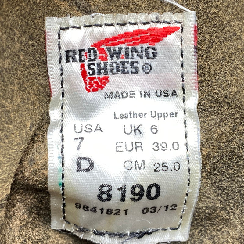 【中古品】【メンズ/レディース】 RED WING レッドウィング 8190 USA製 ROUNDE-TOE BOOTS ラウンドトゥ ブーツ 靴 164-260701-kh-09-izu サイズ：25 カラー：ブラック 万代Net店