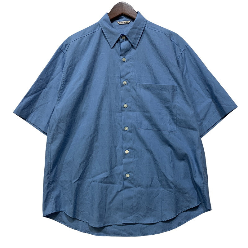 【中古品】【メンズ】 AURALEE オーラリー A25SS03TN WASHED FINX TWILL BIG HALF SLEEVED SHIRT フィンクス ツイル ビッグ ハーフ スリーブ シャツ トップス 140-260701-kh-18-izu サイズ：3 カラー：ブルー 万代Net店