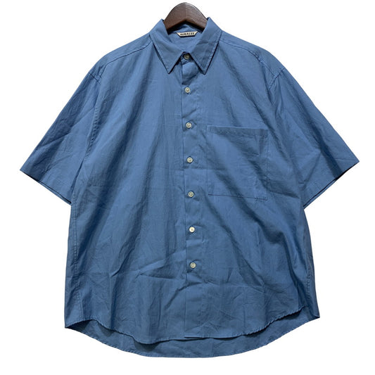 【中古品】【メンズ】 AURALEE オーラリー A25SS03TN WASHED FINX TWILL BIG HALF SLEEVED SHIRT フィンクス ツイル ビッグ ハーフ スリーブ シャツ トップス 140-260701-kh-18-izu サイズ：3 カラー：ブルー 万代Net店