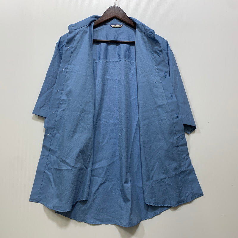 【中古品】【メンズ】 AURALEE オーラリー A25SS03TN WASHED FINX TWILL BIG HALF SLEEVED SHIRT フィンクス ツイル ビッグ ハーフ スリーブ シャツ トップス 140-260701-kh-18-izu サイズ：3 カラー：ブルー 万代Net店