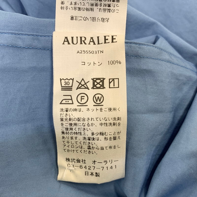 【中古品】【メンズ】 AURALEE オーラリー A25SS03TN WASHED FINX TWILL BIG HALF SLEEVED SHIRT フィンクス ツイル ビッグ ハーフ スリーブ シャツ トップス 140-260701-kh-18-izu サイズ：3 カラー：ブルー 万代Net店