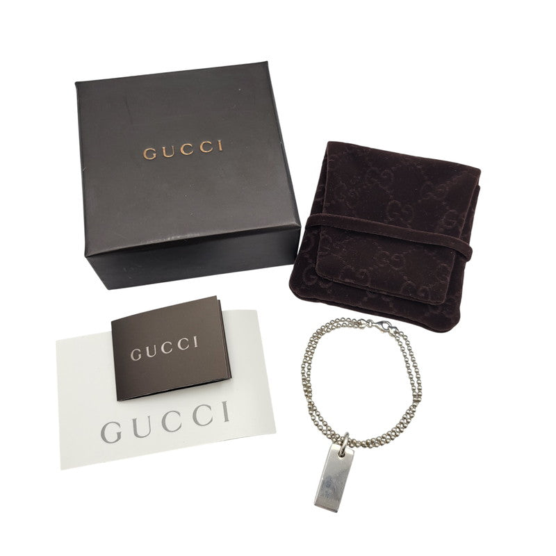 【中古品】【メンズ/レディース】 GUCCI グッチ 925 1897 AR ダブル ボールチェーン プレート ブレスレット アクセサリー 182-260702-cs-12-izu サイズ：17 カラー：シルバー 万代Net店