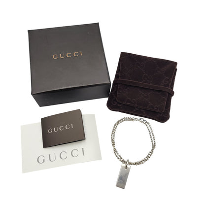 【中古品】【メンズ/レディース】 GUCCI グッチ 925 1897 AR ダブル ボールチェーン プレート ブレスレット アクセサリー 182-260702-cs-12-izu サイズ：17 カラー：シルバー 万代Net店