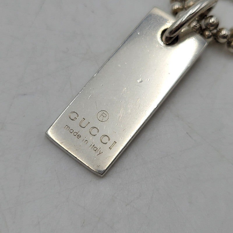 【中古品】【メンズ/レディース】 GUCCI グッチ 925 1897 AR ダブル ボールチェーン プレート ブレスレット アクセサリー 182-260702-cs-12-izu サイズ：17 カラー：シルバー 万代Net店