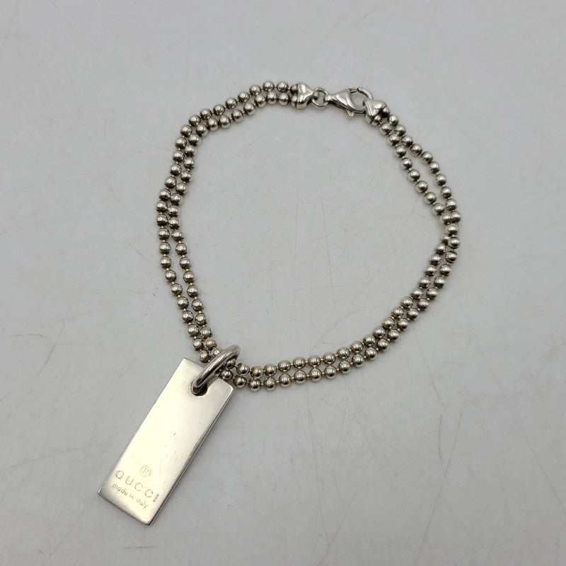 【中古品】【メンズ/レディース】 GUCCI グッチ 925 1897 AR ダブル ボールチェーン プレート ブレスレット アクセサリー 182-260702-cs-12-izu サイズ：17 カラー：シルバー 万代Net店