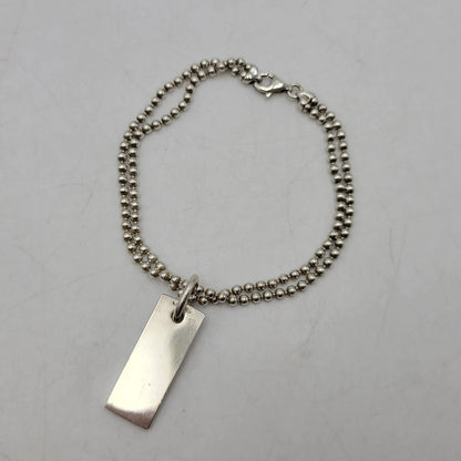 【中古品】【メンズ/レディース】 GUCCI グッチ 925 1897 AR ダブル ボールチェーン プレート ブレスレット アクセサリー 182-260702-cs-12-izu サイズ：17 カラー：シルバー 万代Net店