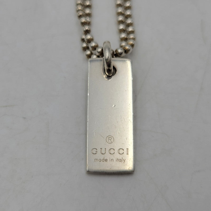 【中古品】【メンズ/レディース】 GUCCI グッチ 925 1897 AR ダブル ボールチェーン プレート ブレスレット アクセサリー 182-260702-cs-12-izu サイズ：17 カラー：シルバー 万代Net店