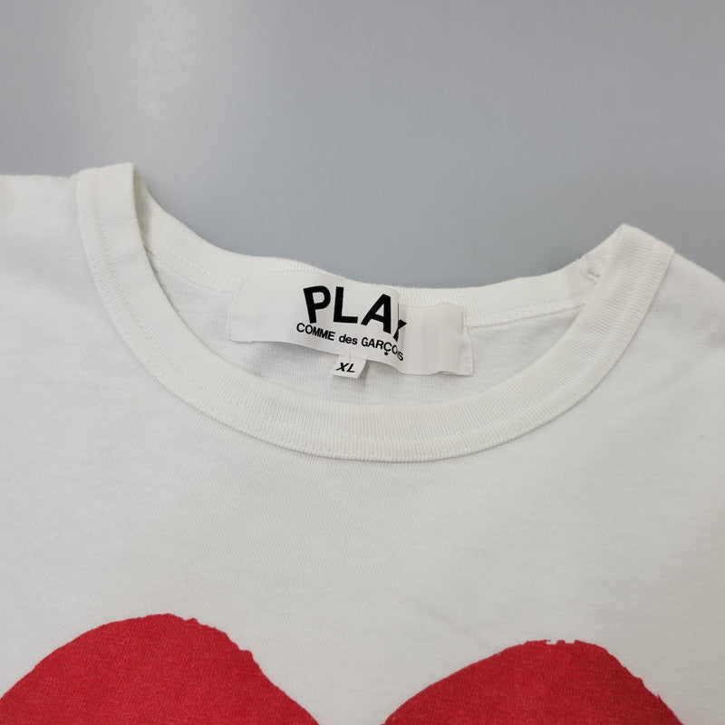 【中古品】【メンズ】 PLAY COMME des GARCONS プレイコムデギャルソン MULTIPLE HEART PRINTED S/S T-SHIRT AZ-T280 マルチプル ハート プリント Tシャツ 半袖 140-260702-as-12-izu サイズ：XL カラー：ホワイト 万代Net店