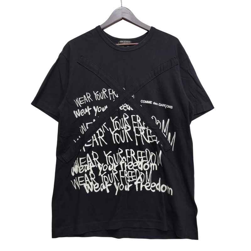 【中古品】【メンズ】 COMME des GARCONS HOMME PLUS コムデギャルソンオムプリュス WEAR YOUR FREEDOM CROSS S/S TEE PE-T066 AD2018 クロス Tシャツ 半袖 140-260702-as-15-izu サイズ：L カラー：ブラック 万代Net店