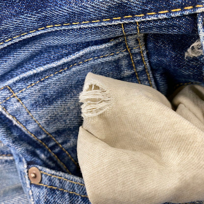 【現状渡し品】【メンズ】 LEVI'S リーバイス 44501-0022 刻印555 USA製 大戦MODEL復刻 BIG E 501XX ビッグE デニム パンツ ボトムス 157-260703-kh-01-izu サイズ：30×36 カラー：インディゴ 万代Net店