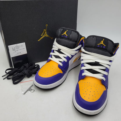 【中古品】【レディース】 NIKE ナイキ AIR JORDAN 1 MID (GS) DR8423-517 エア ジョーダン 1 MID GS スニーカー シューズ 靴 166-260708-as-12-izu サイズ：23.5cm カラー：DARK CONCORD/TAXI-WHITE-BLACK 万代Net店