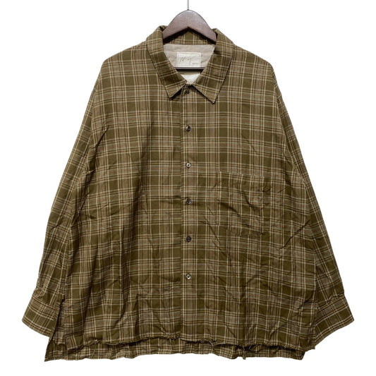 【中古品】【メンズ】 ANCELLM アンセルム ANC-SH80 AGING RAYON CHECK SHIRT エイジング レーヨン チェック シャツ トップス 140-260703-kh-09-izu サイズ：1 カラー：オリーブ系 万代Net店