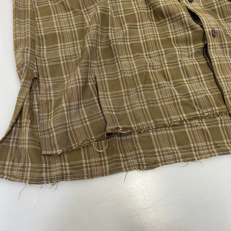 【中古品】【メンズ】 ANCELLM アンセルム ANC-SH80 AGING RAYON CHECK SHIRT エイジング レーヨン チェック シャツ トップス 140-260703-kh-09-izu サイズ：1 カラー：オリーブ系 万代Net店