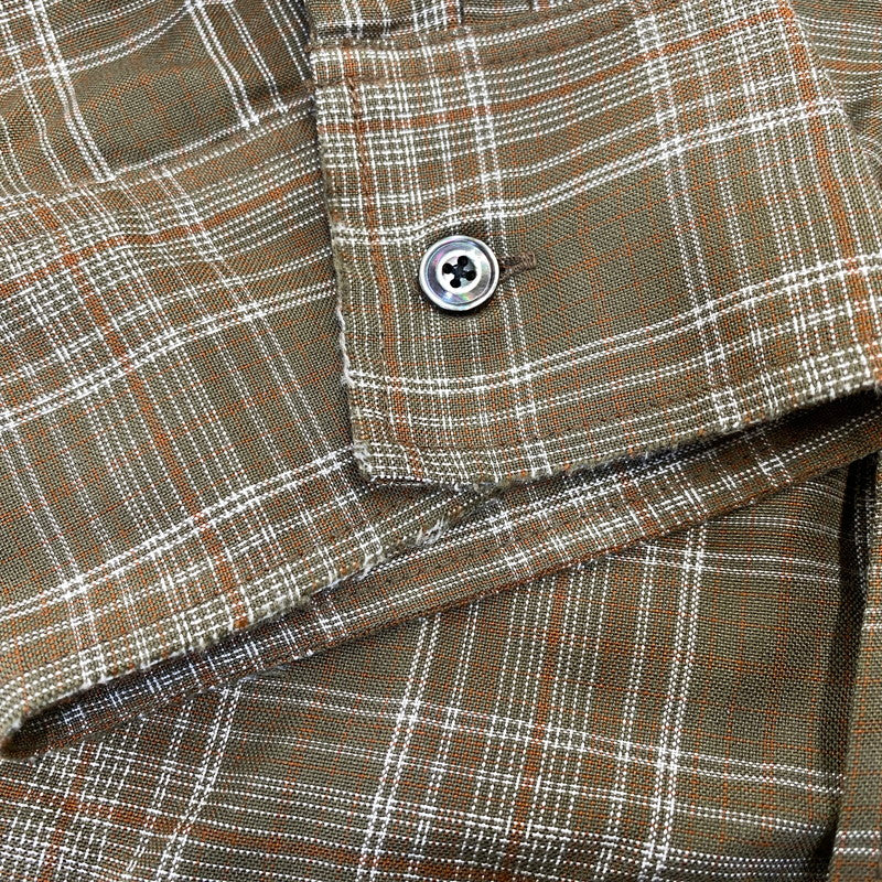【中古品】【メンズ】 ANCELLM アンセルム ANC-SH80 AGING RAYON CHECK SHIRT エイジング レーヨン チェック シャツ トップス 140-260703-kh-09-izu サイズ：1 カラー：オリーブ系 万代Net店