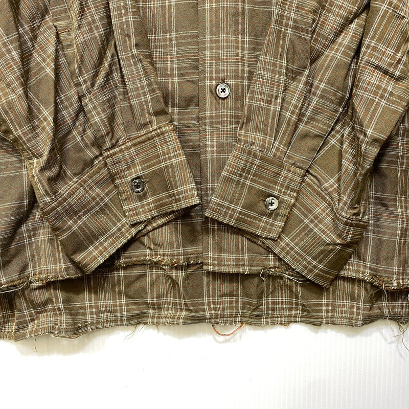 【中古品】【メンズ】 ANCELLM アンセルム ANC-SH80 AGING RAYON CHECK SHIRT エイジング レーヨン チェック シャツ トップス 140-260703-kh-09-izu サイズ：1 カラー：オリーブ系 万代Net店