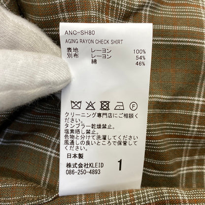【中古品】【メンズ】 ANCELLM アンセルム ANC-SH80 AGING RAYON CHECK SHIRT エイジング レーヨン チェック シャツ トップス 140-260703-kh-09-izu サイズ：1 カラー：オリーブ系 万代Net店