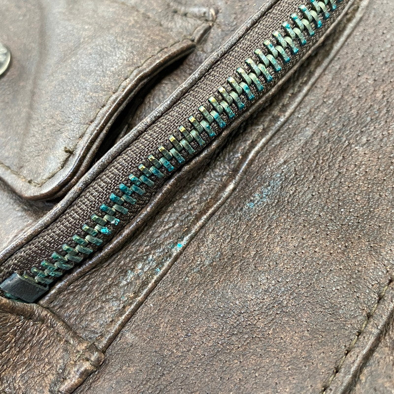 【中古品】【メンズ】 ST.JOHN'S BAY セントジョンズベイ 4-POCKET LEATHER VEST 4ポケット レザー ベスト トップス 146-260703-kh-10-izu サイズ：L カラー：ブラウン 万代Net店
