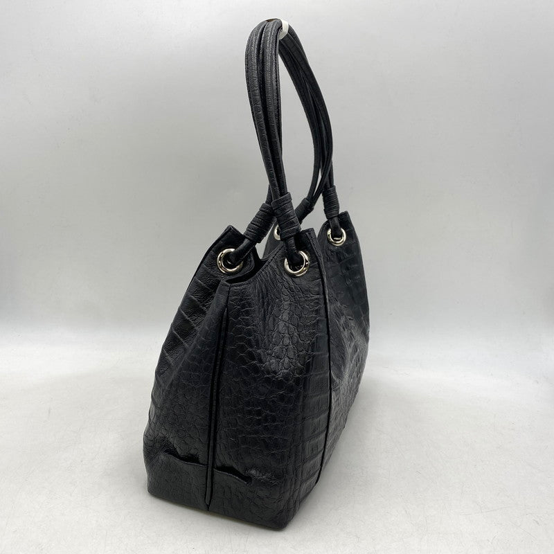 【中古品】【レディース】 UNKNOWN CAIMAN GENUINE HAND BAG ハンド バッグ カバン 188-260704-kh-07-izu カラー：ブラック 万代Net店