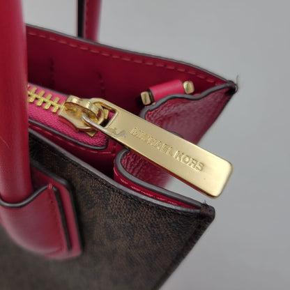 【中古品】【レディース】 Michael Kors マイケルコース MERCER 35S1GM9M2B マーサー ミディアム メッセンジャー バッグ カバン 鞄 188-260708-as-19-izu カラー：ブラウン×ピンク系 万代Net店