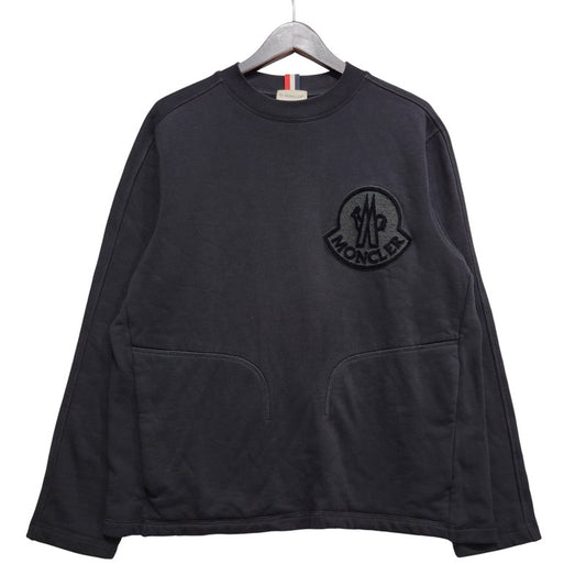 【中古品】【メンズ】 MONCLER モンクレール D20918035300 MAGLIA GIROCOLLO マリア ジロコッロ CREWNECK SWEATSHIRTクルーネック スウェットシャツ トップス 長袖 141-260705-ya-01-izu サイズ：L カラー：ブラック 万代Net店