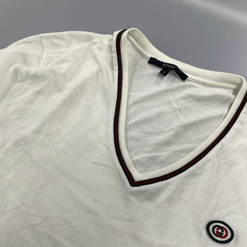 【中古品】【メンズ】 GUCCI グッチ V-NECK SS TEE 190221 X3228 Vネック ショートスリーブ Tシャツ 半袖 141-260713-as-09-izu サイズ：L カラー：ホワイト 万代Net店
